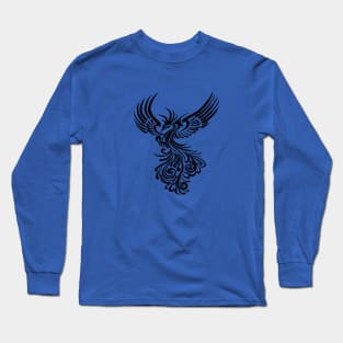 Mythical Phoenix Creature In Flight Artistic Illustration Black Long Sleeve T-Shirt